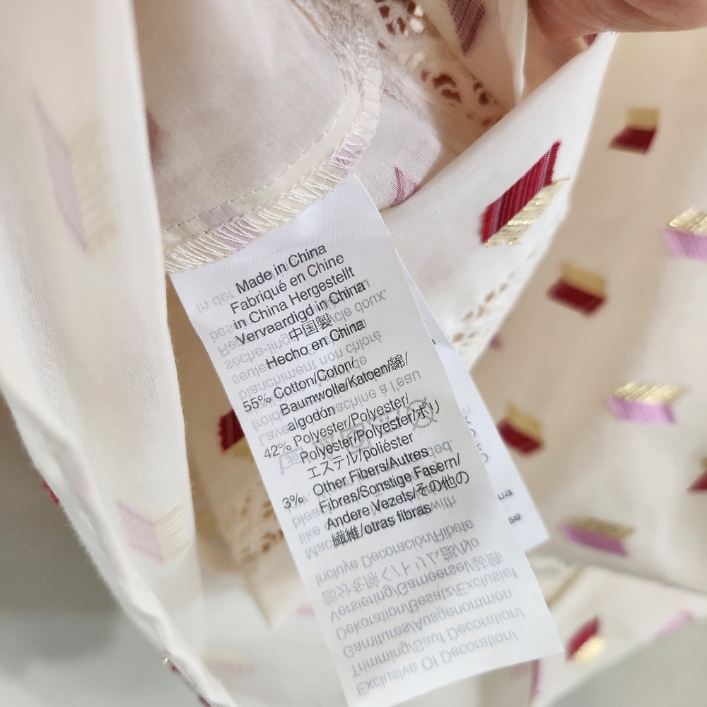 J. Crew White and Pink Patterned Blouse - Picture 8 of 8